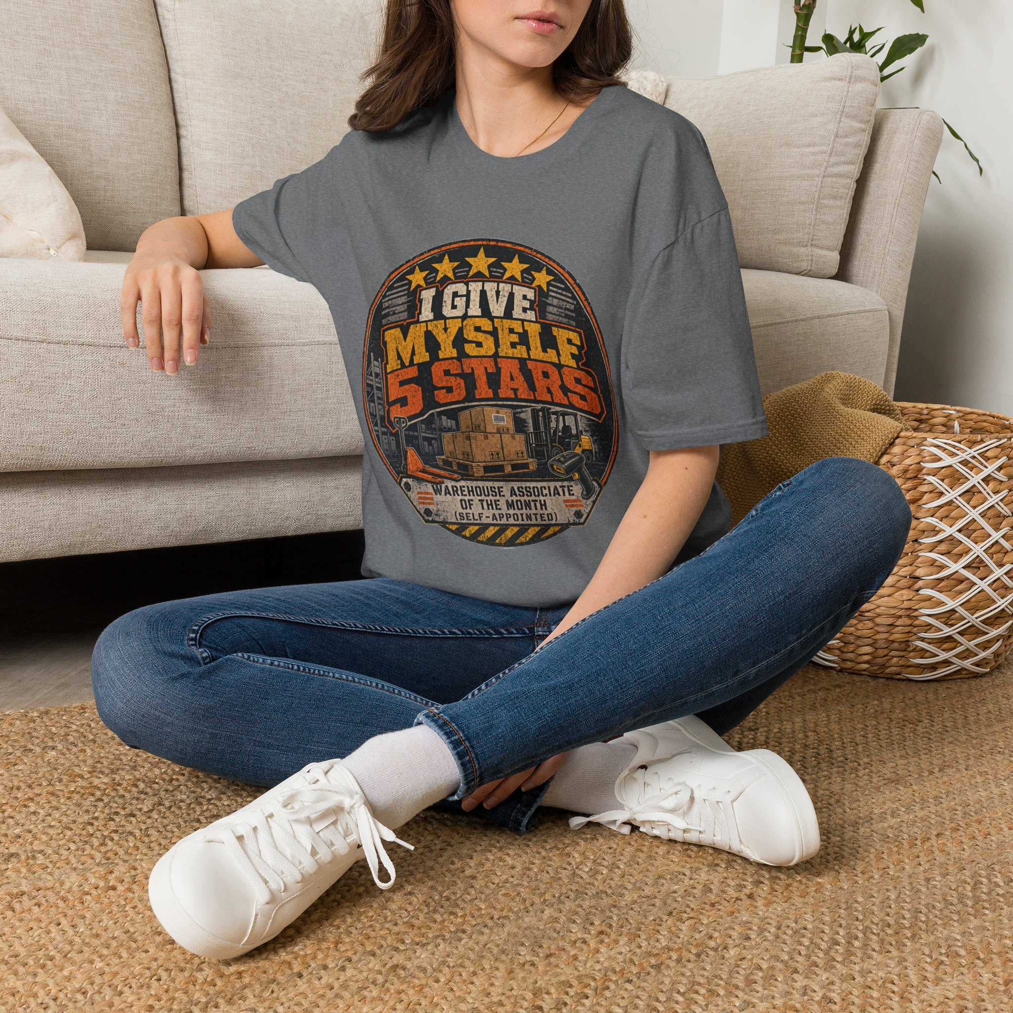 I Give Myself 5 Stars T-Shirt | Retro Badge Graphic - Image 30