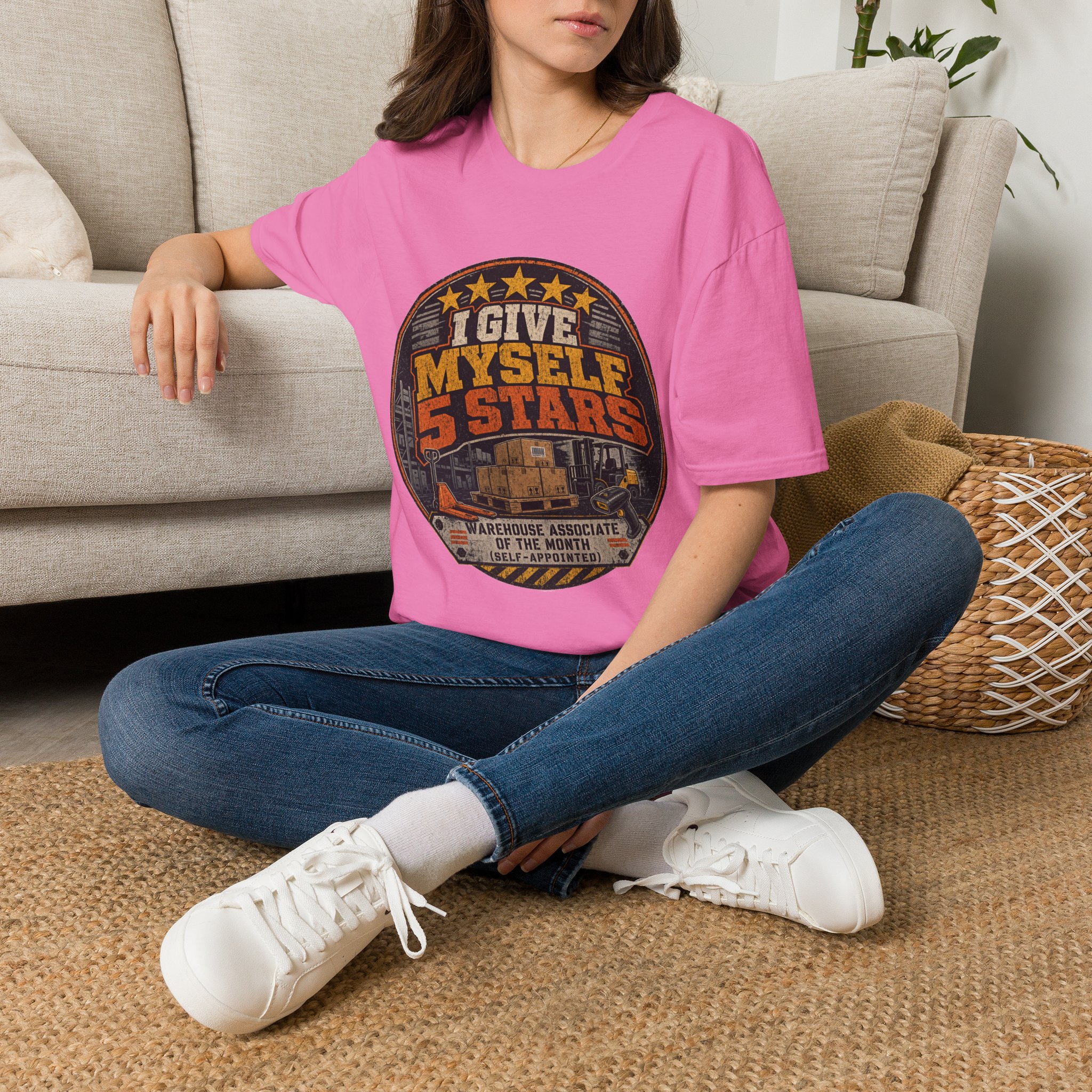 I Give Myself 5 Stars T-Shirt | Retro Badge Graphic - Image 54