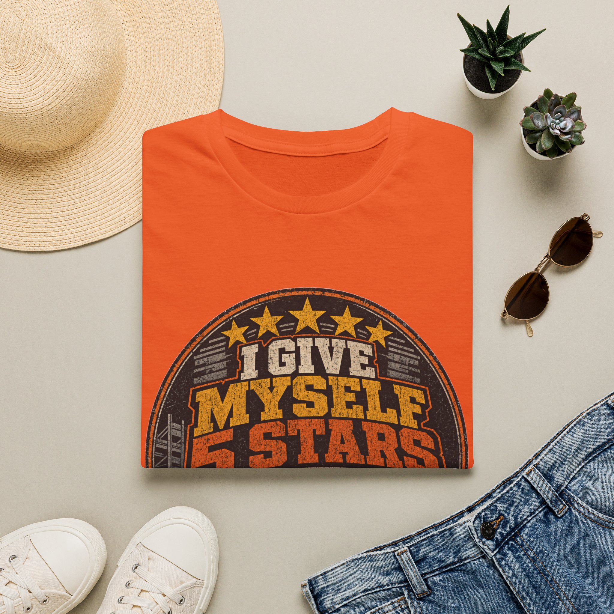 I Give Myself 5 Stars T-Shirt | Retro Badge Graphic - Image 13