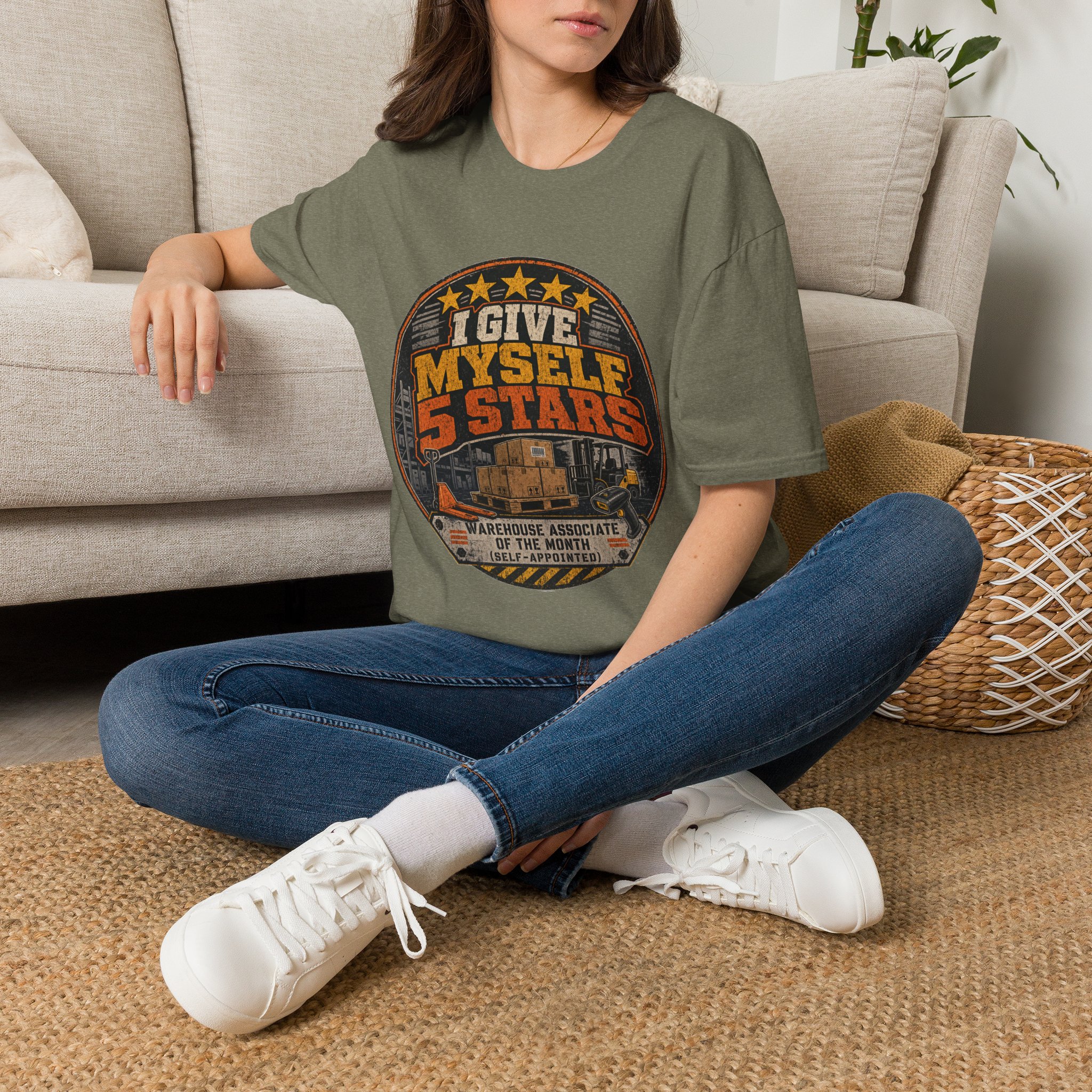 I Give Myself 5 Stars T-Shirt | Retro Badge Graphic - Image 22
