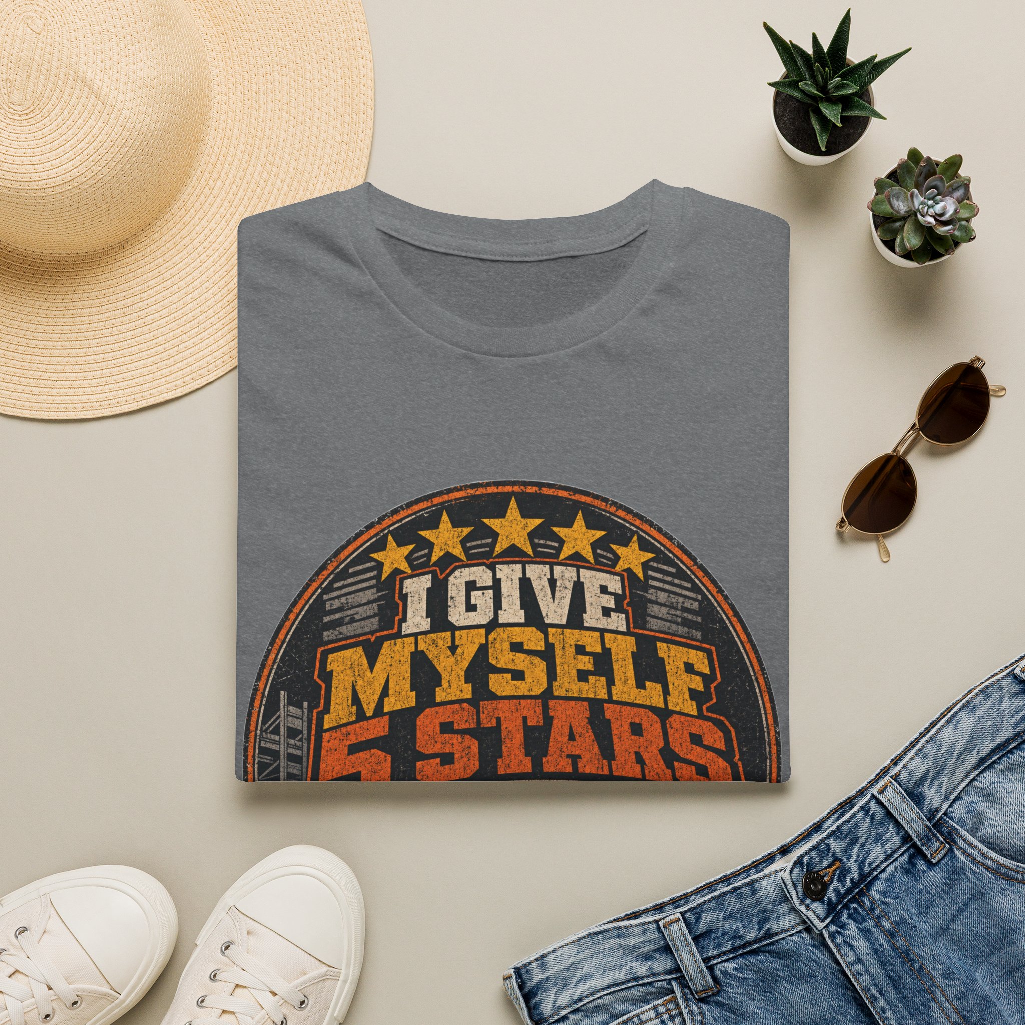 I Give Myself 5 Stars T-Shirt | Retro Badge Graphic - Image 29