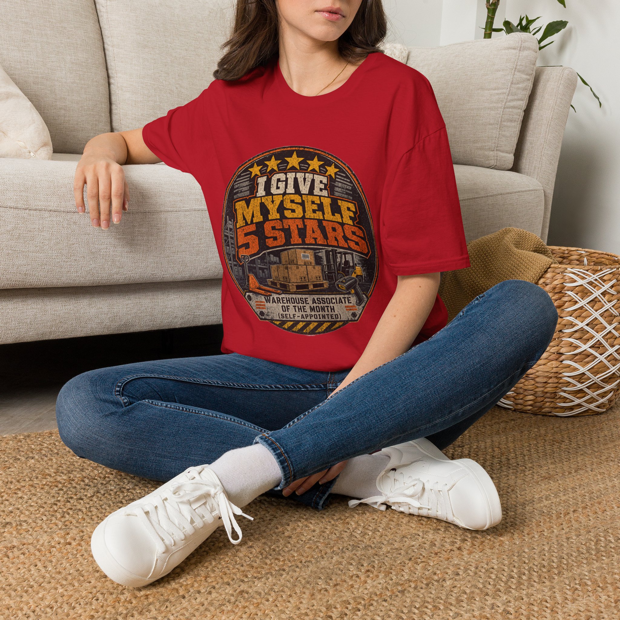 I Give Myself 5 Stars T-Shirt | Retro Badge Graphic - Image 58