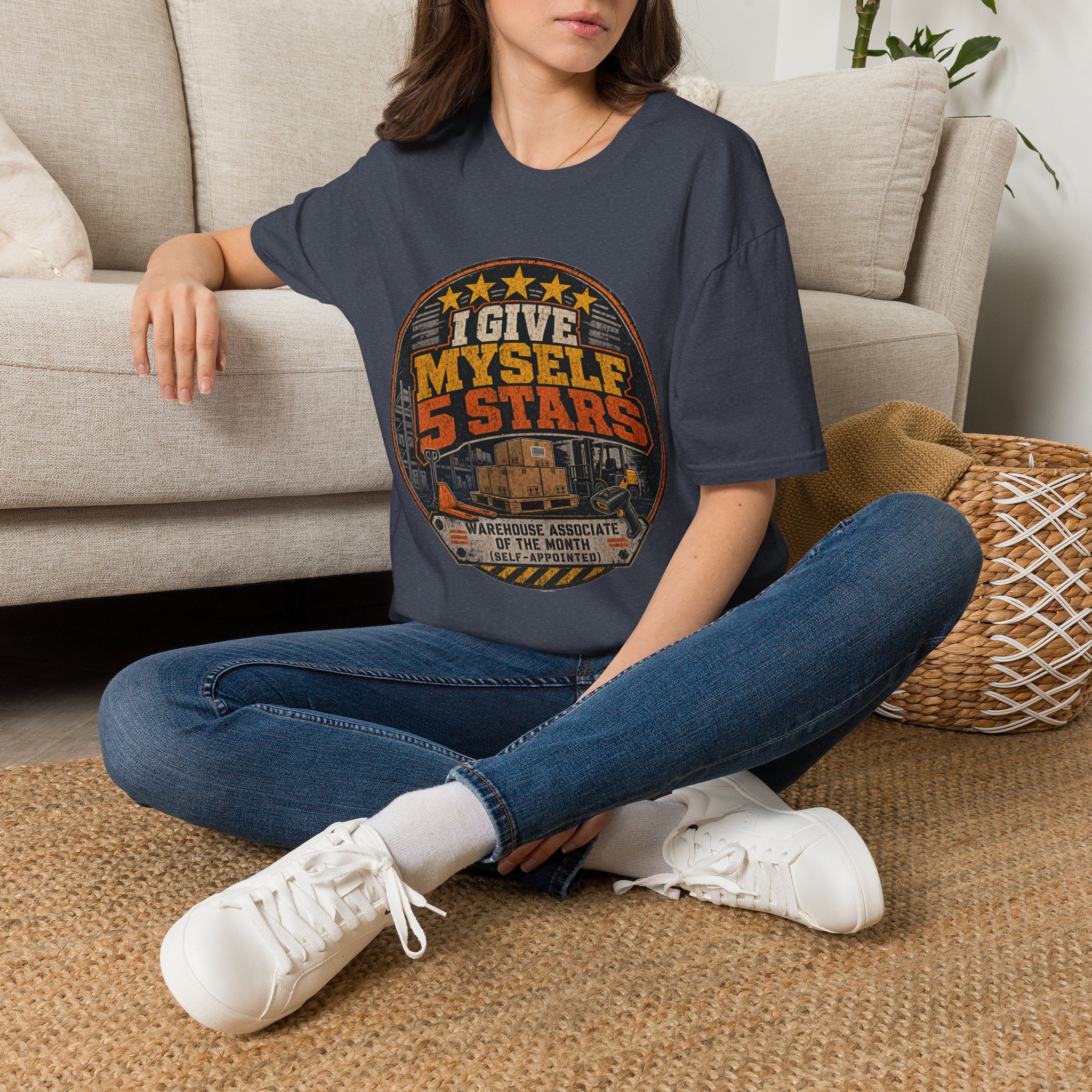 I Give Myself 5 Stars T-Shirt | Retro Badge Graphic - Image 46