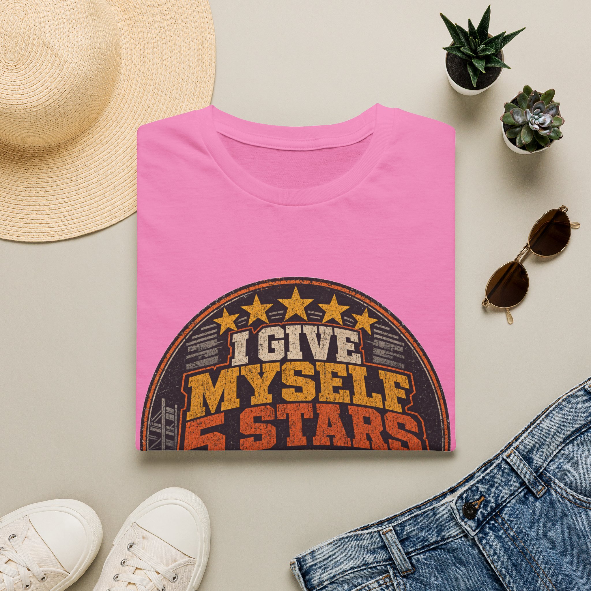 I Give Myself 5 Stars T-Shirt | Retro Badge Graphic - Image 53