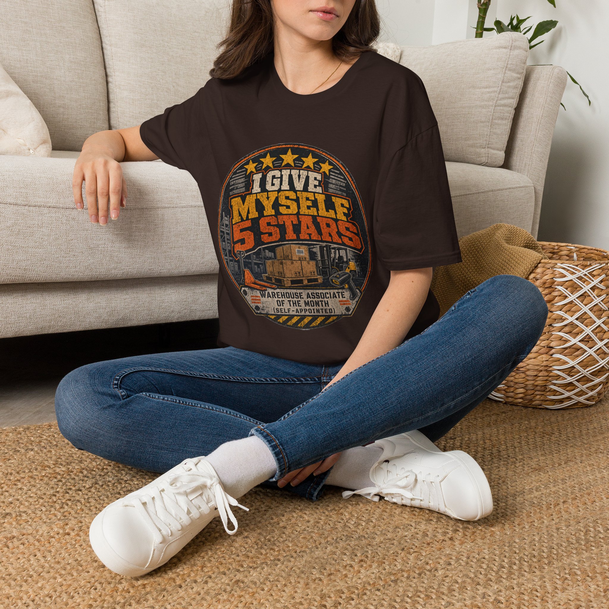 I Give Myself 5 Stars T-Shirt | Retro Badge Graphic - Image 18