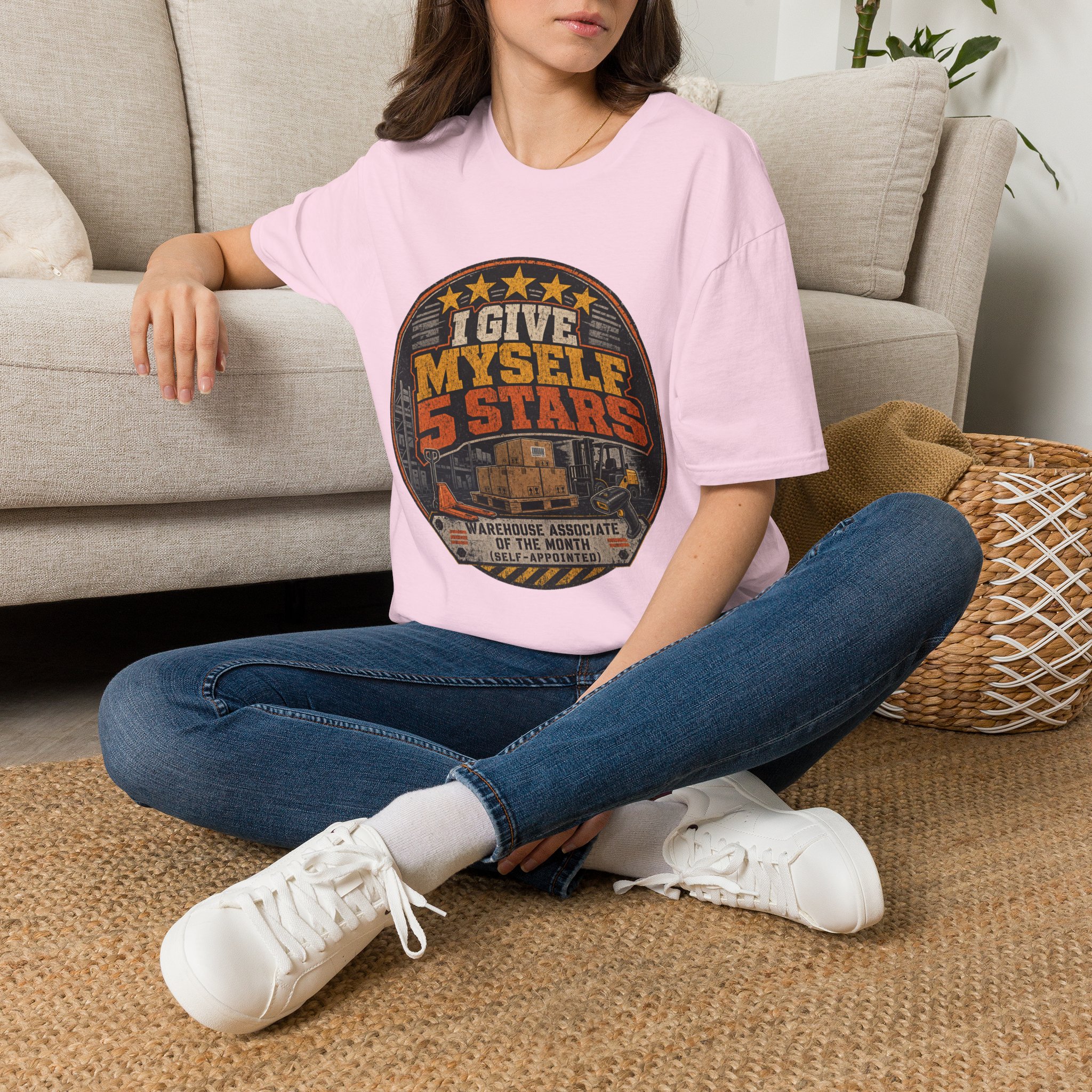 I Give Myself 5 Stars T-Shirt | Retro Badge Graphic - Image 50