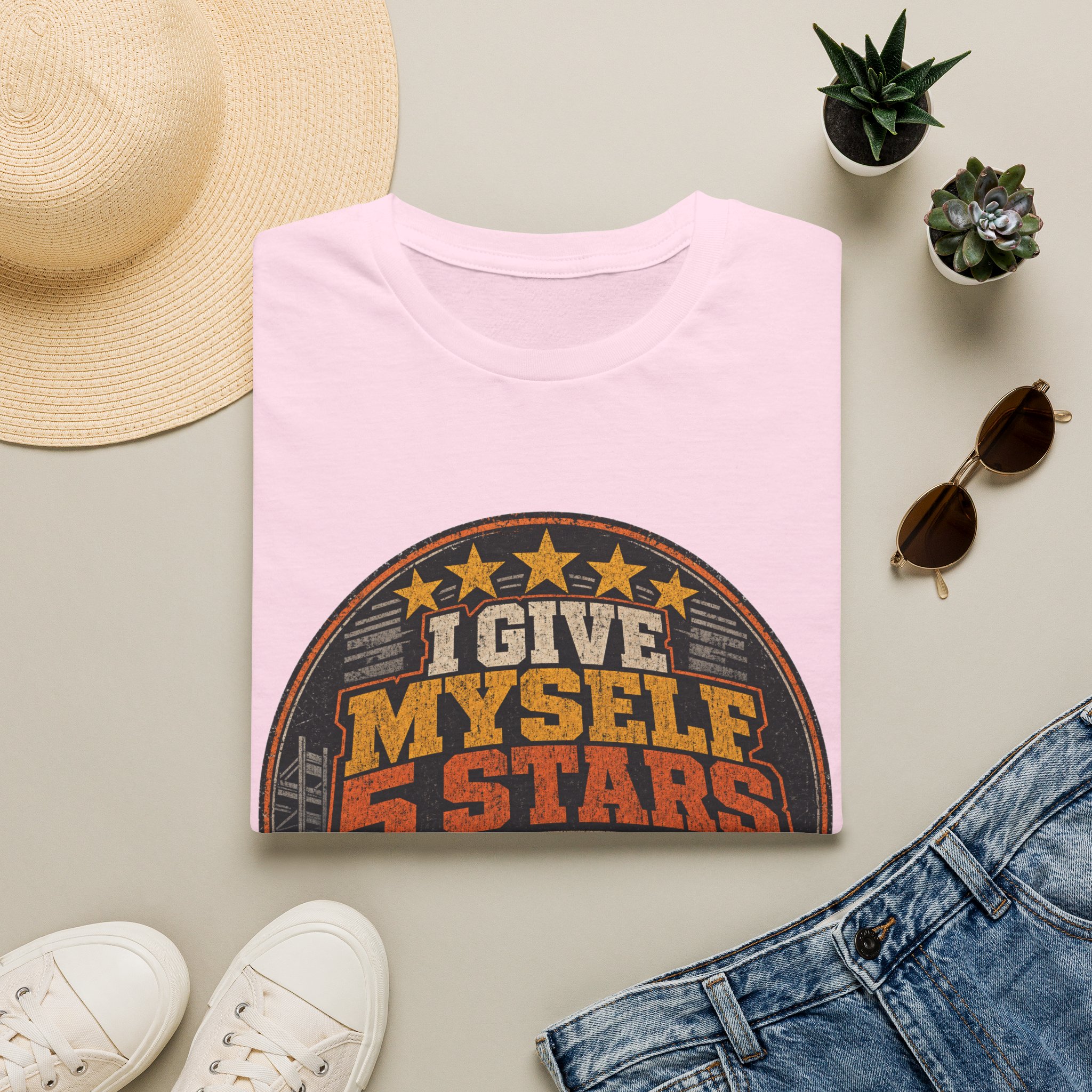 I Give Myself 5 Stars T-Shirt | Retro Badge Graphic - Image 49