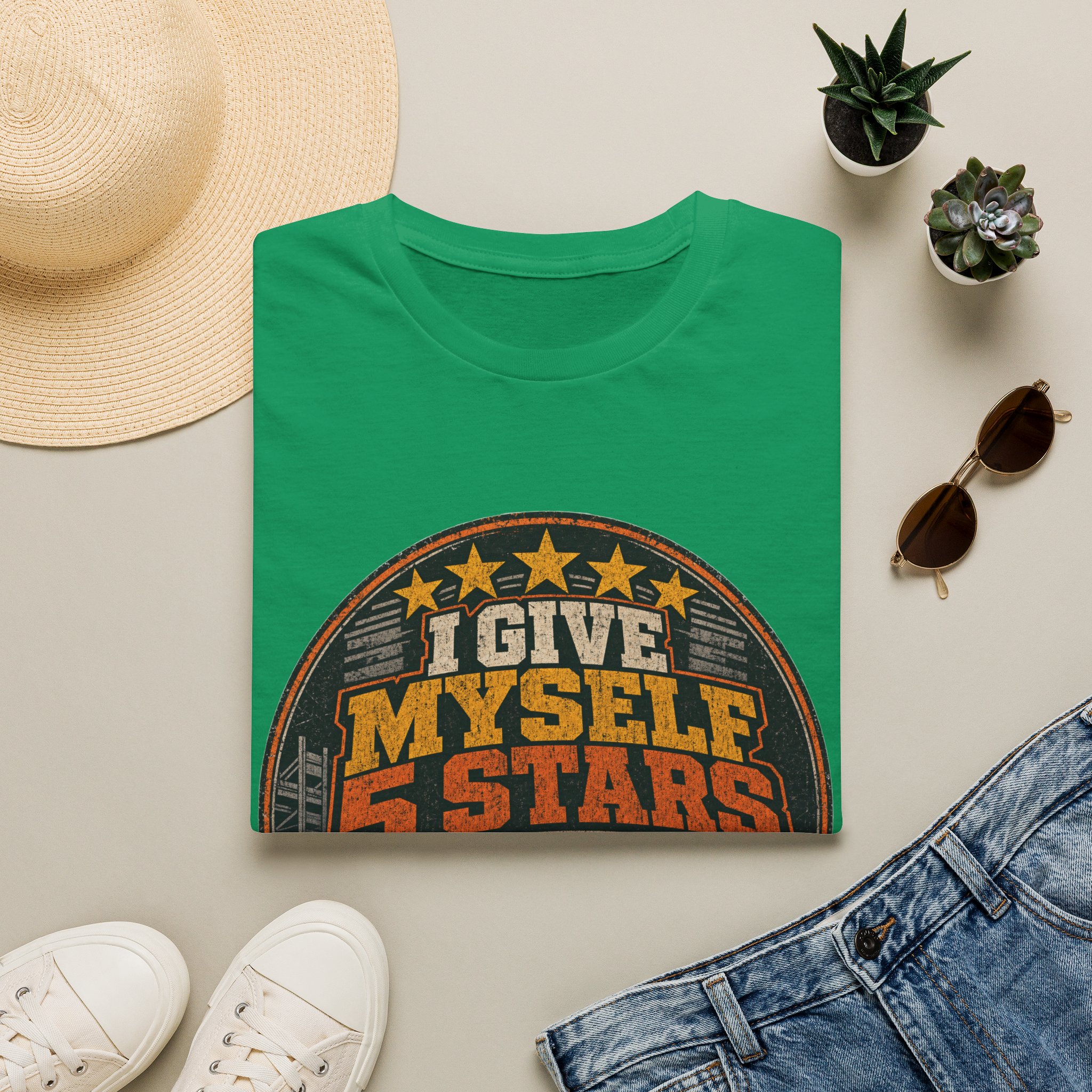 I Give Myself 5 Stars T-Shirt | Retro Badge Graphic - Image 33