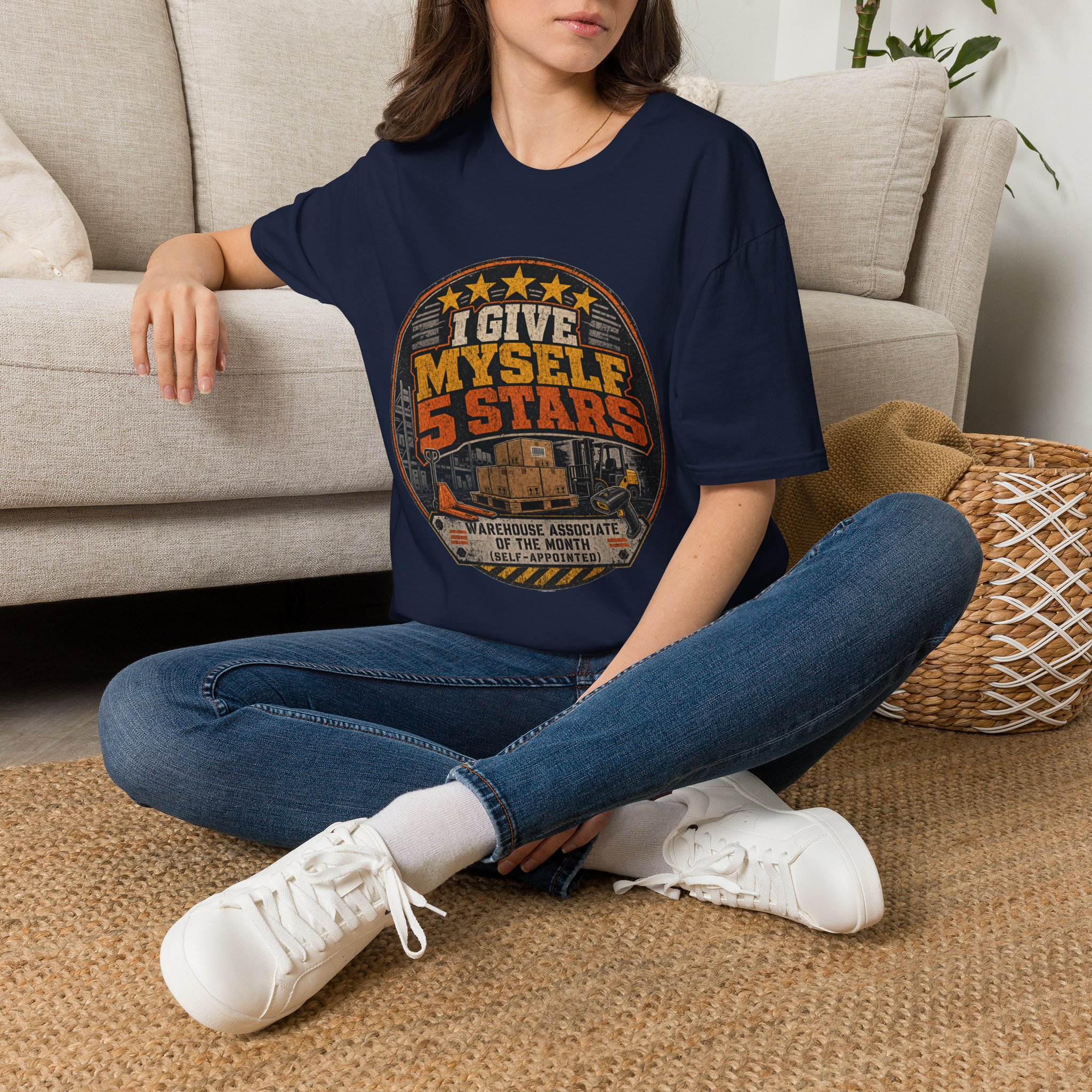 I Give Myself 5 Stars T-Shirt | Retro Badge Graphic - Image 42