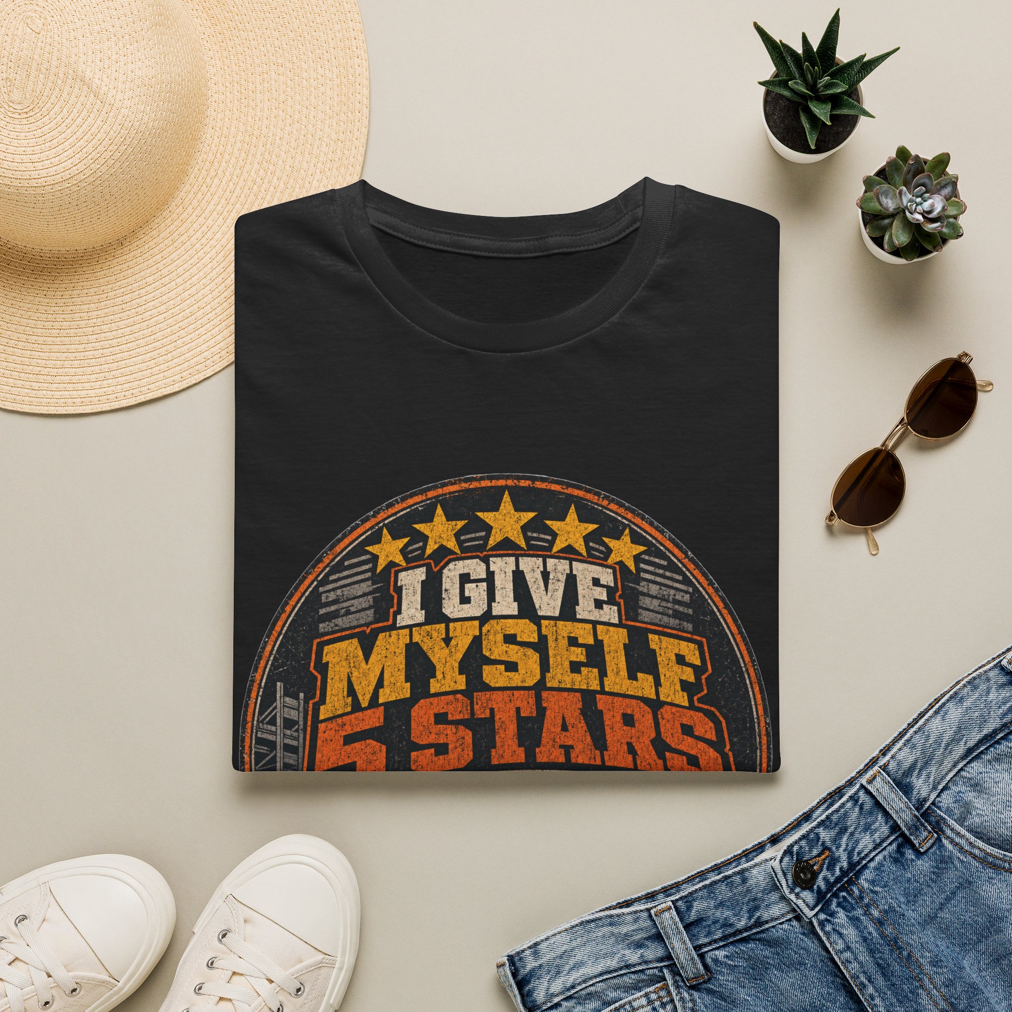 I Give Myself 5 Stars T-Shirt | Retro Badge Graphic - Image 9