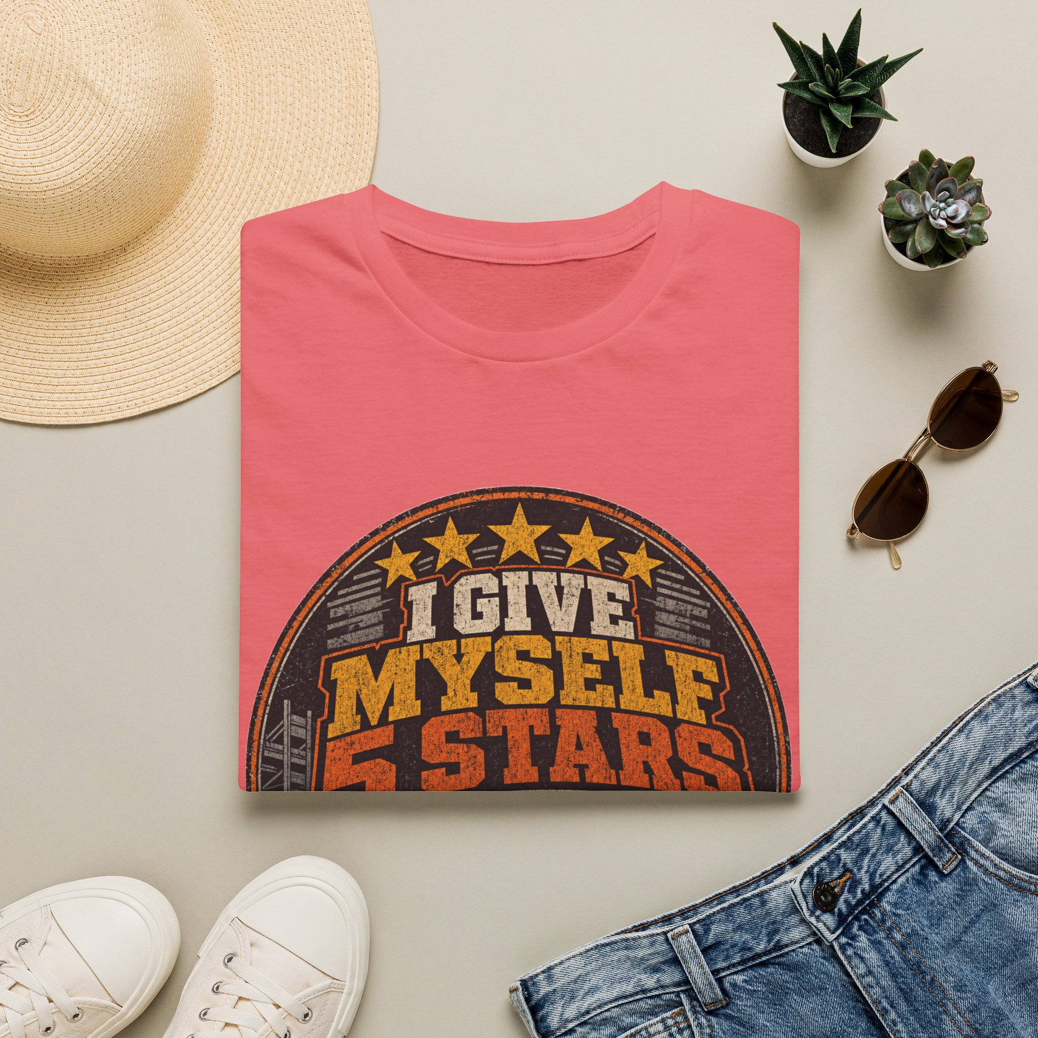 I Give Myself 5 Stars T-Shirt | Retro Badge Graphic - Image 5