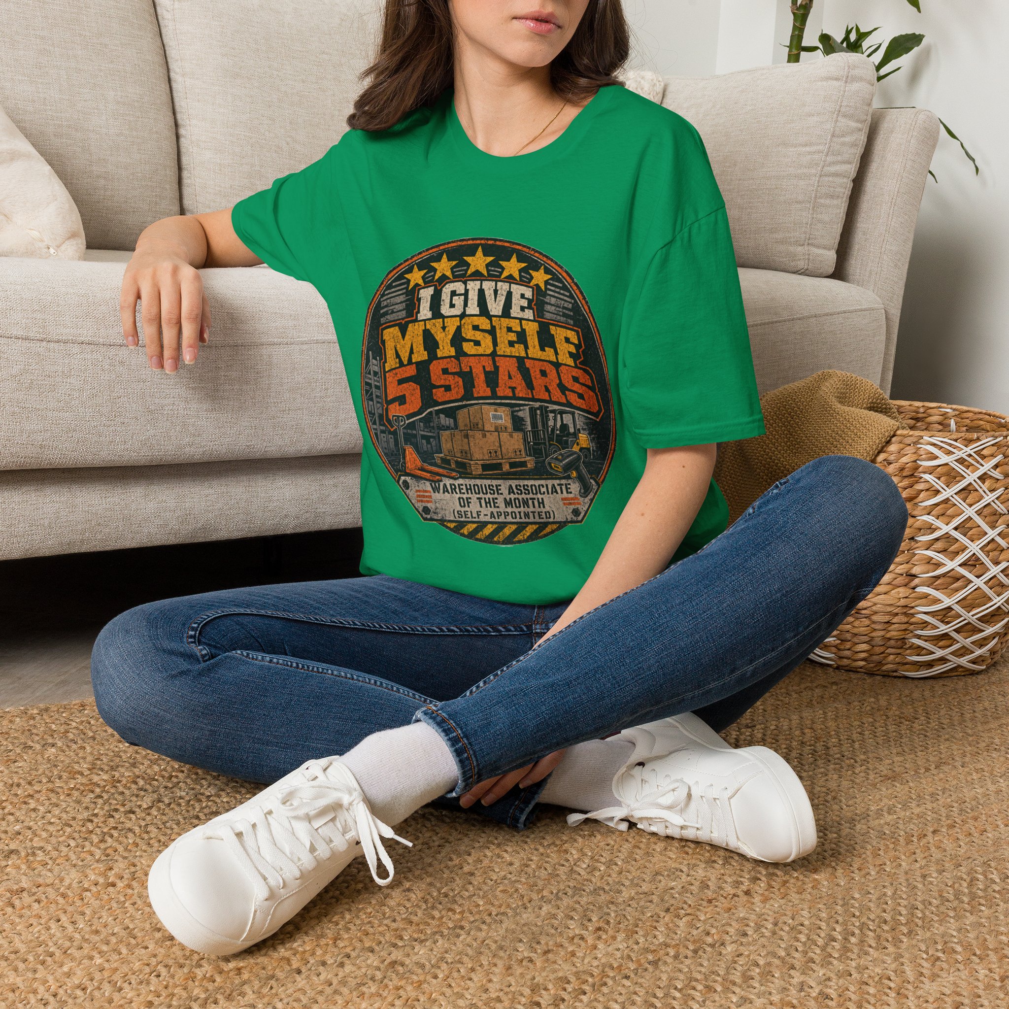 I Give Myself 5 Stars T-Shirt | Retro Badge Graphic - Image 34