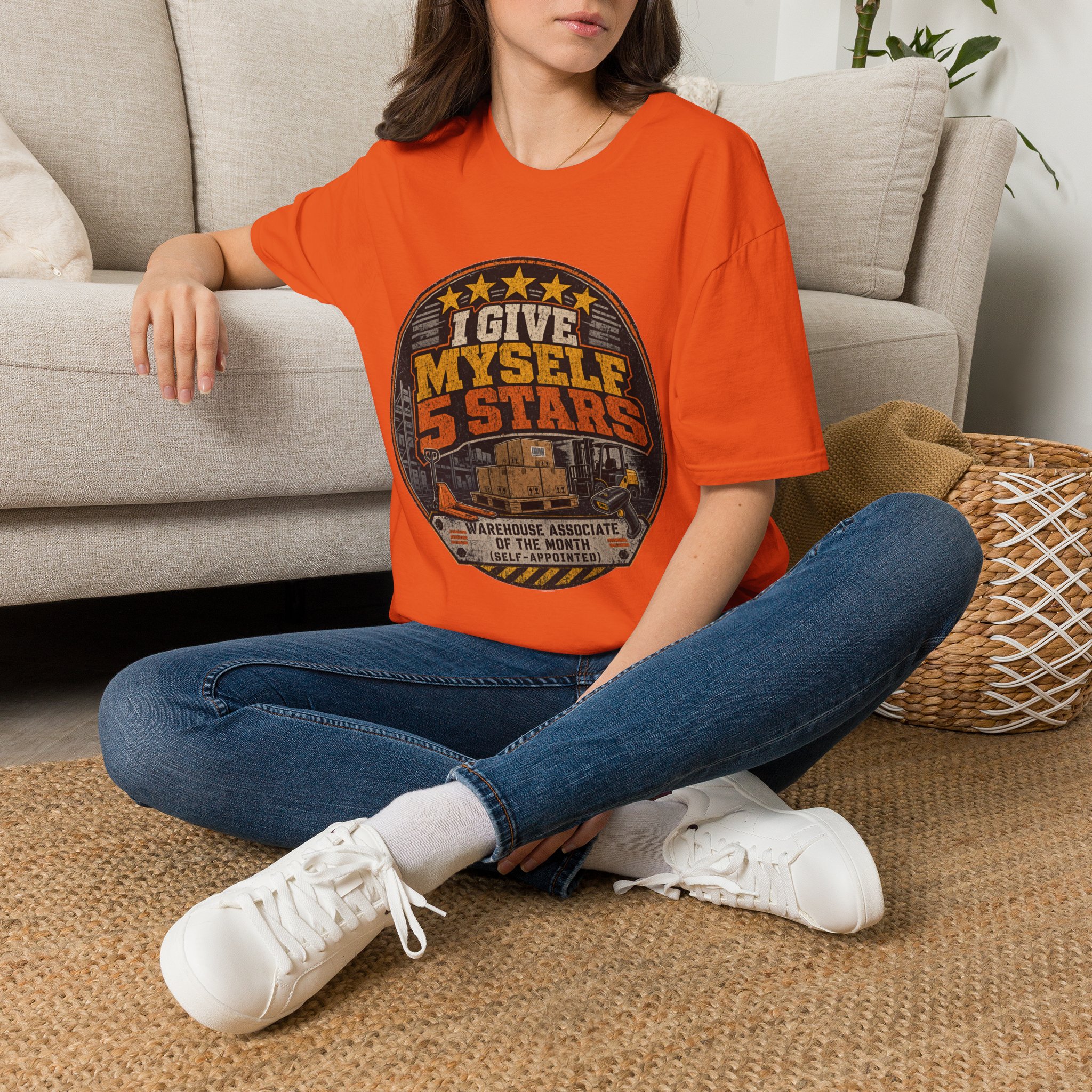 I Give Myself 5 Stars T-Shirt | Retro Badge Graphic - Image 14