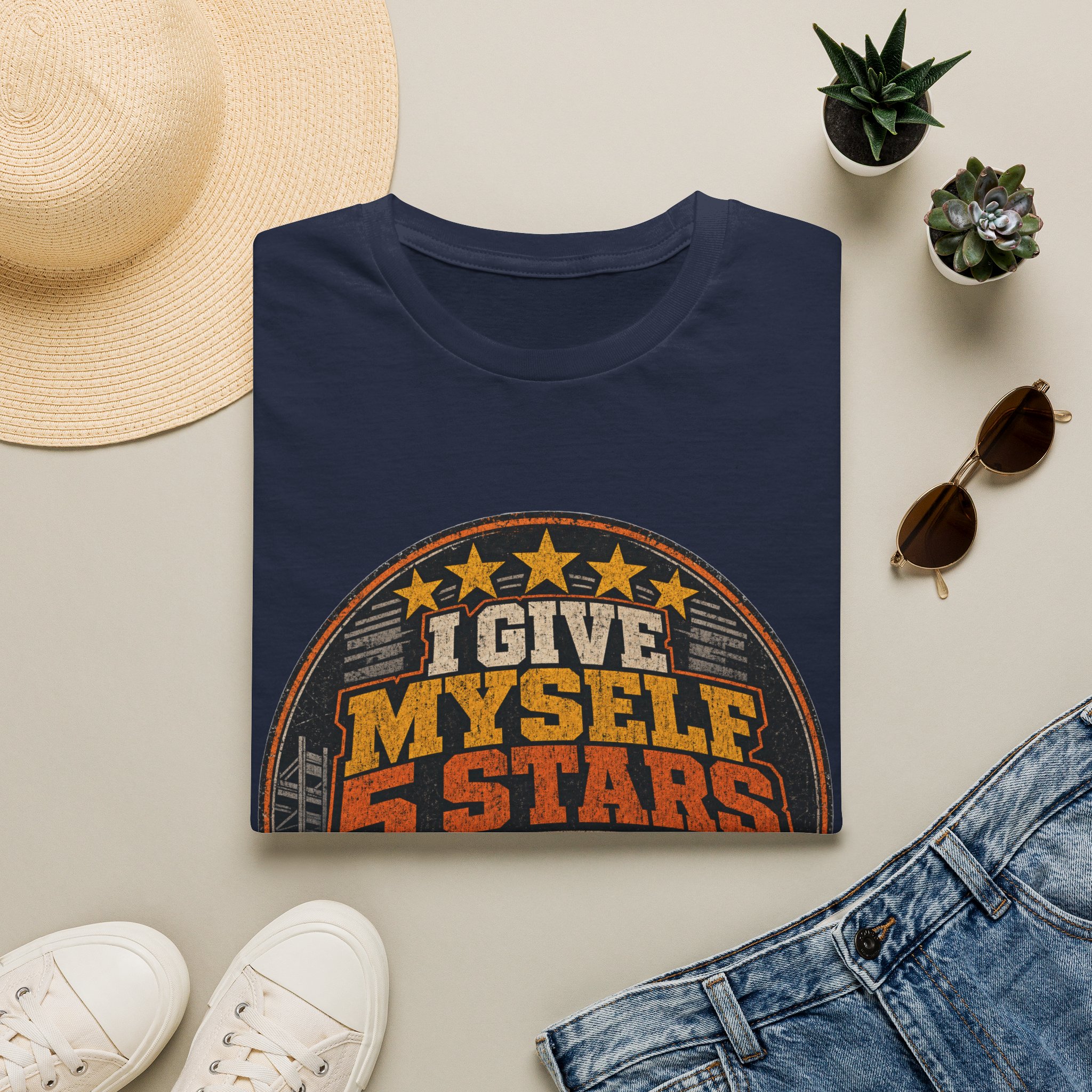 I Give Myself 5 Stars T-Shirt | Retro Badge Graphic - Image 41