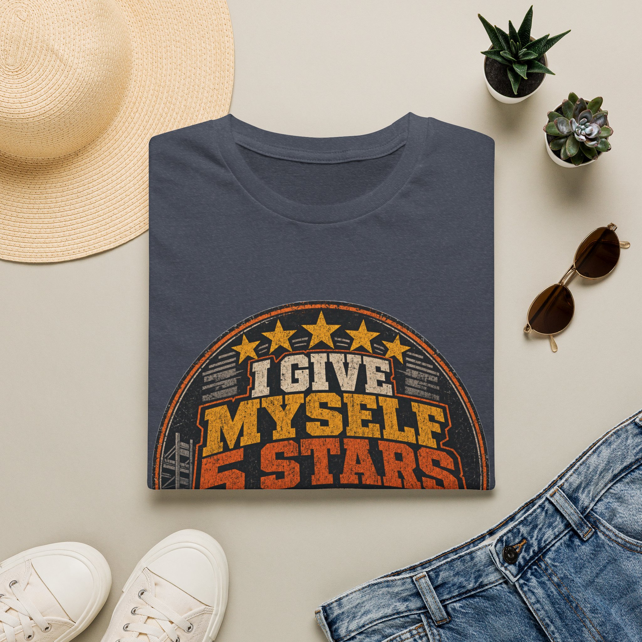 I Give Myself 5 Stars T-Shirt | Retro Badge Graphic - Image 45