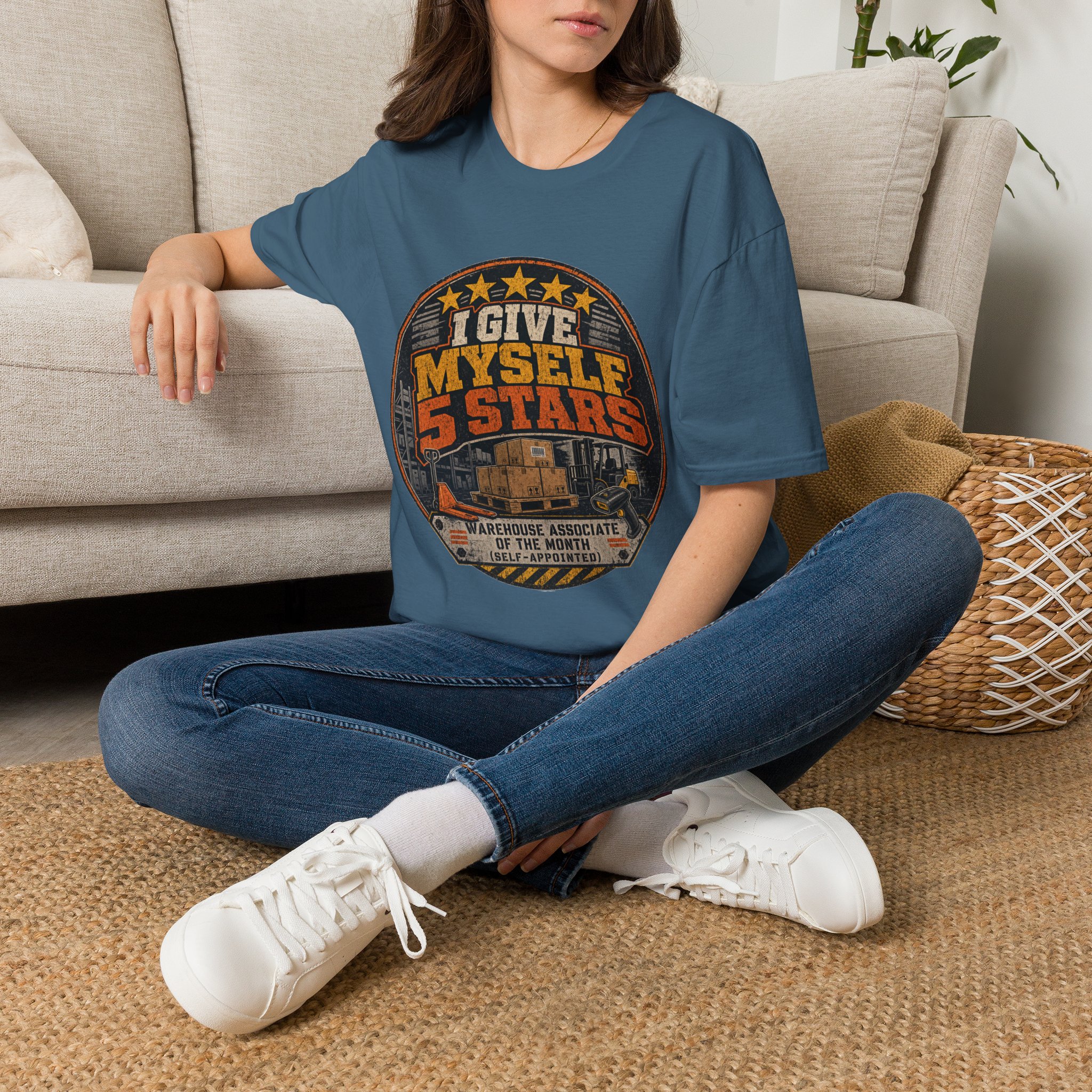 I Give Myself 5 Stars T-Shirt | Retro Badge Graphic - Image 38