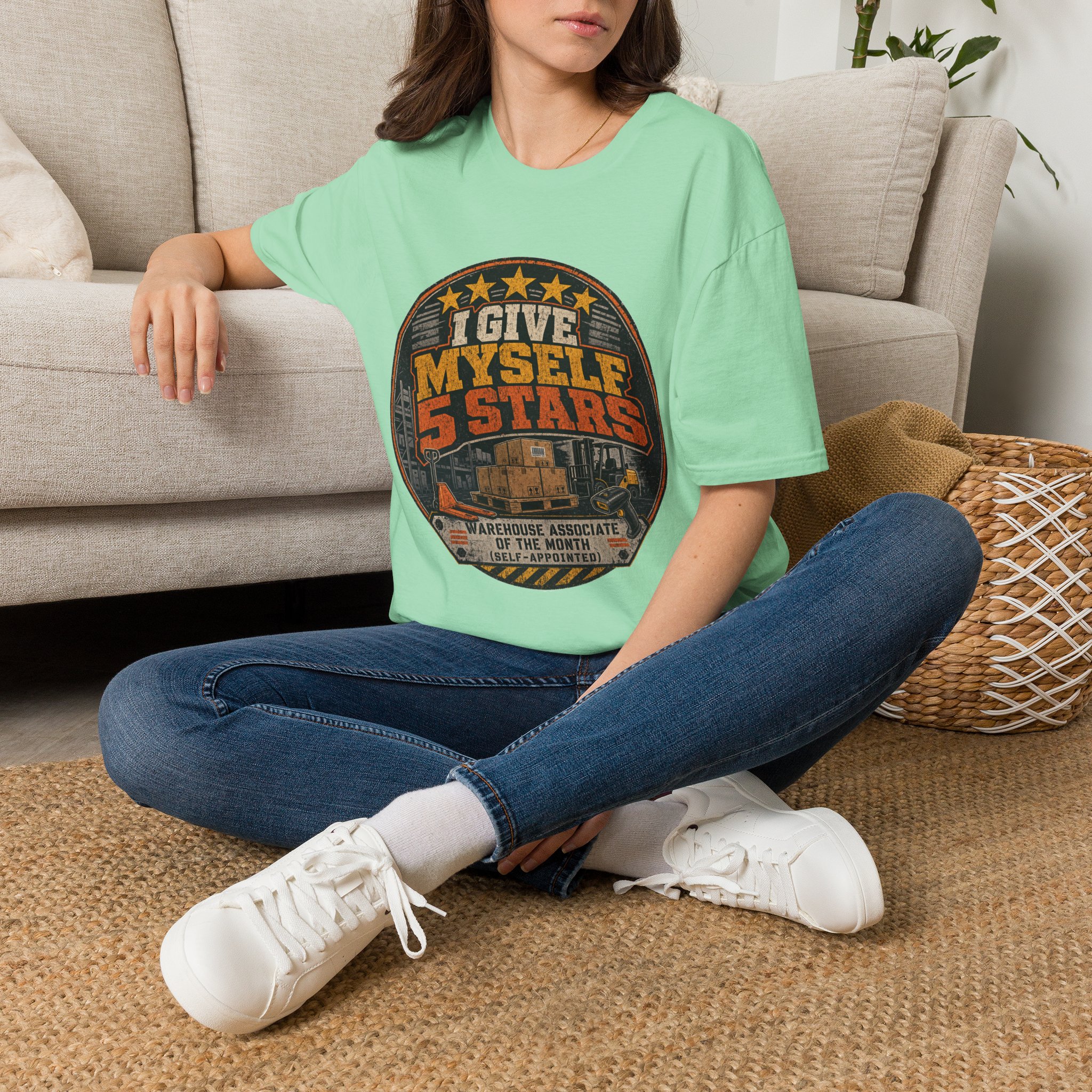 I Give Myself 5 Stars T-Shirt | Retro Badge Graphic - Image 26