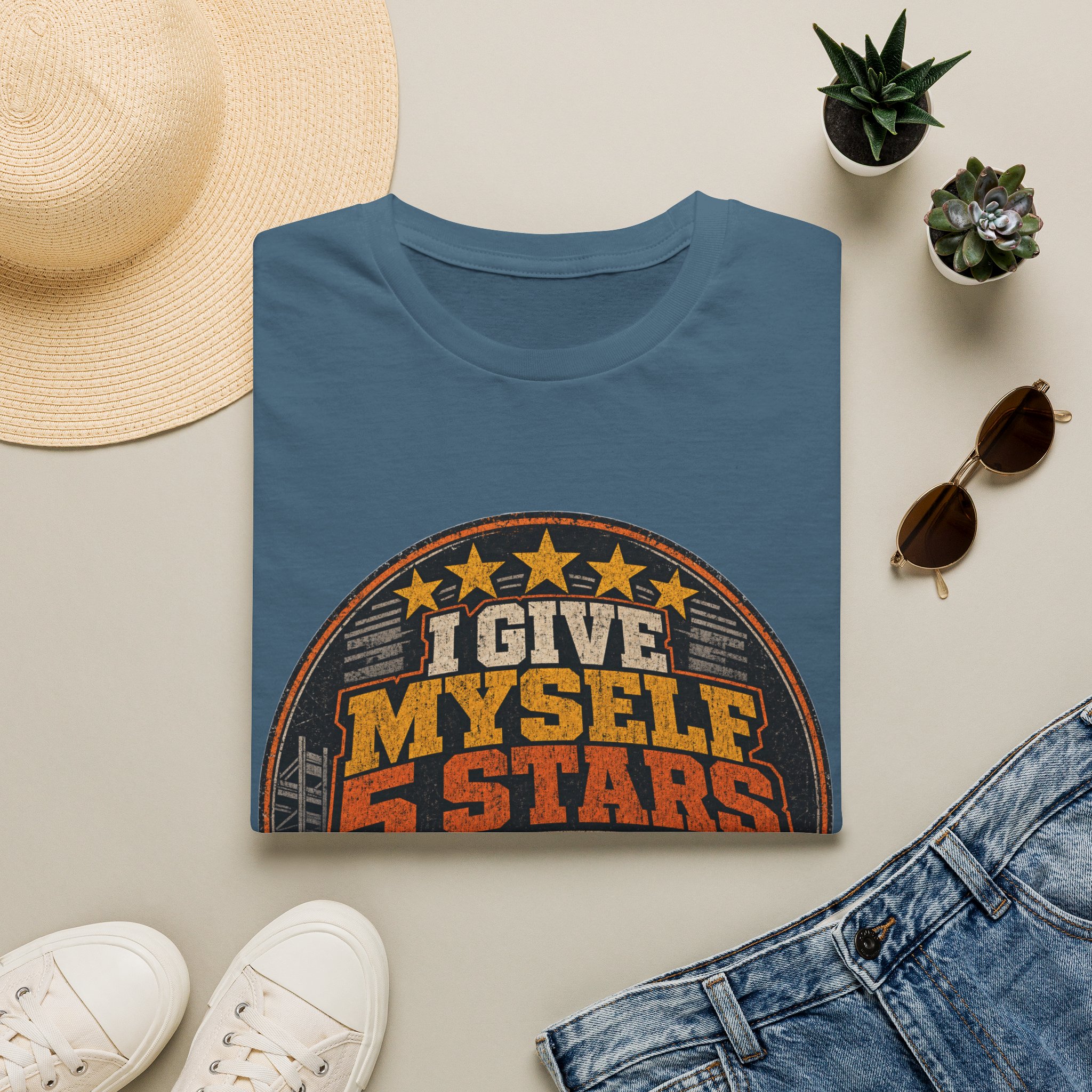 I Give Myself 5 Stars T-Shirt | Retro Badge Graphic - Image 37